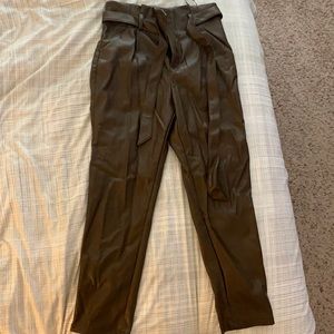 Chocolate brown high waisted leather tie waist
